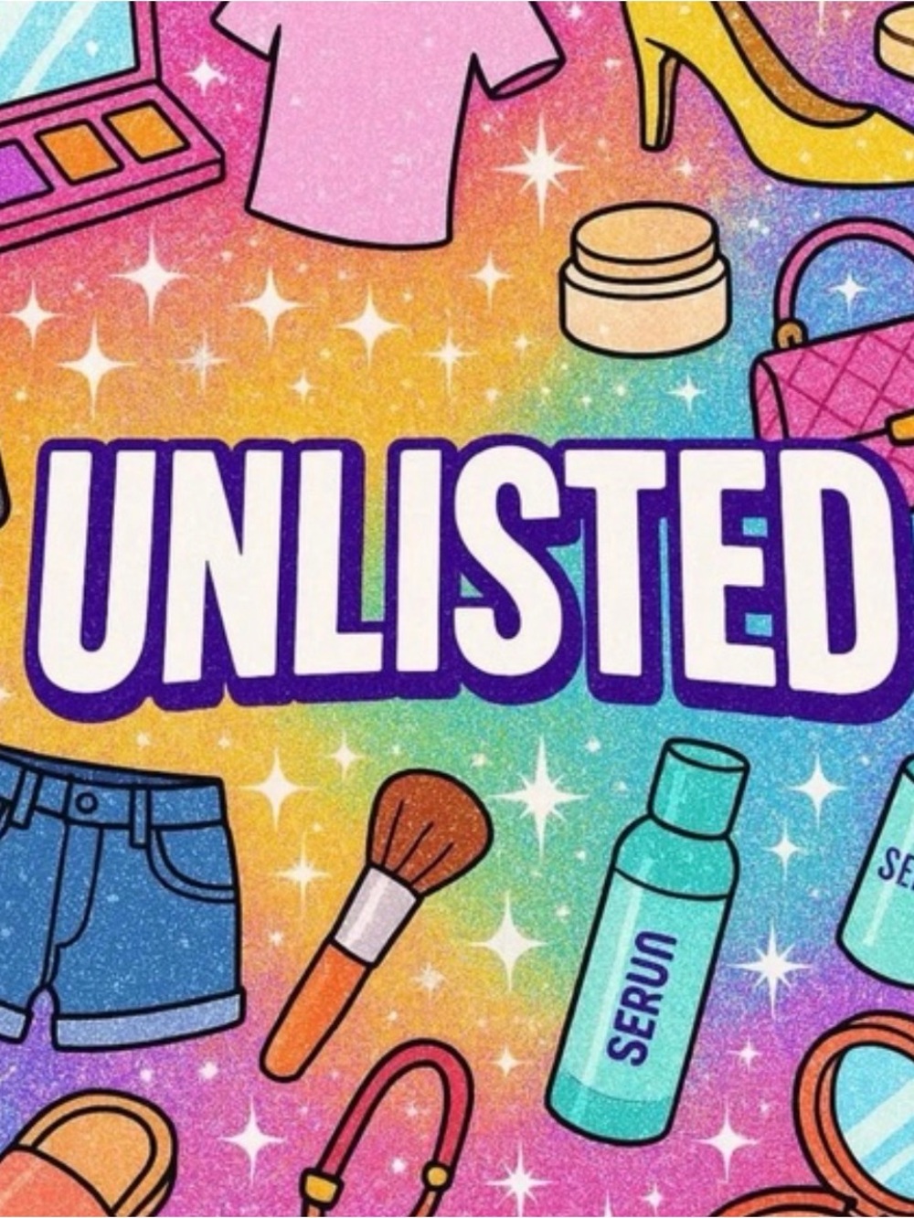 Unlisted Rainbow Glitter Party Backdrop with Fashion Icons